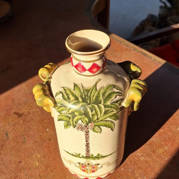 Interesting Vintage Chinese Porcelain Musa Paradisiaca Hand Painted Vase - Picture 9 of 10